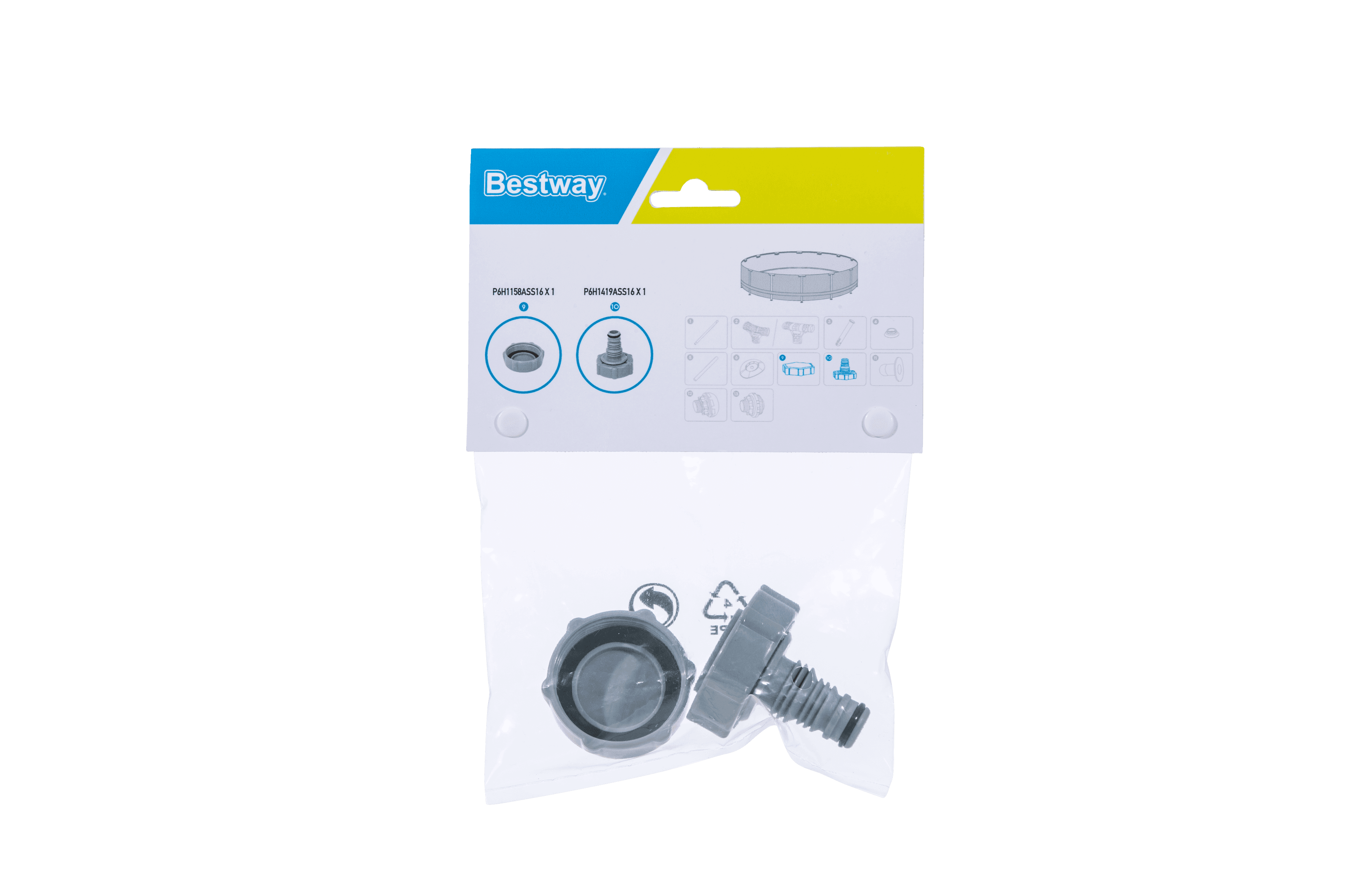 Ricambi piscine fuori terra Kit tappo valvola di scarico e adattatore tubo da giardino Bestway 1