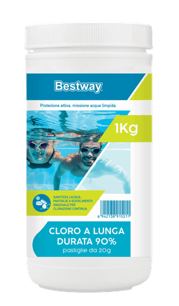 Trattamento chimico dell'acqua Cloro a lunga durata 90%, in pastiglie da 20 g Bestway 1