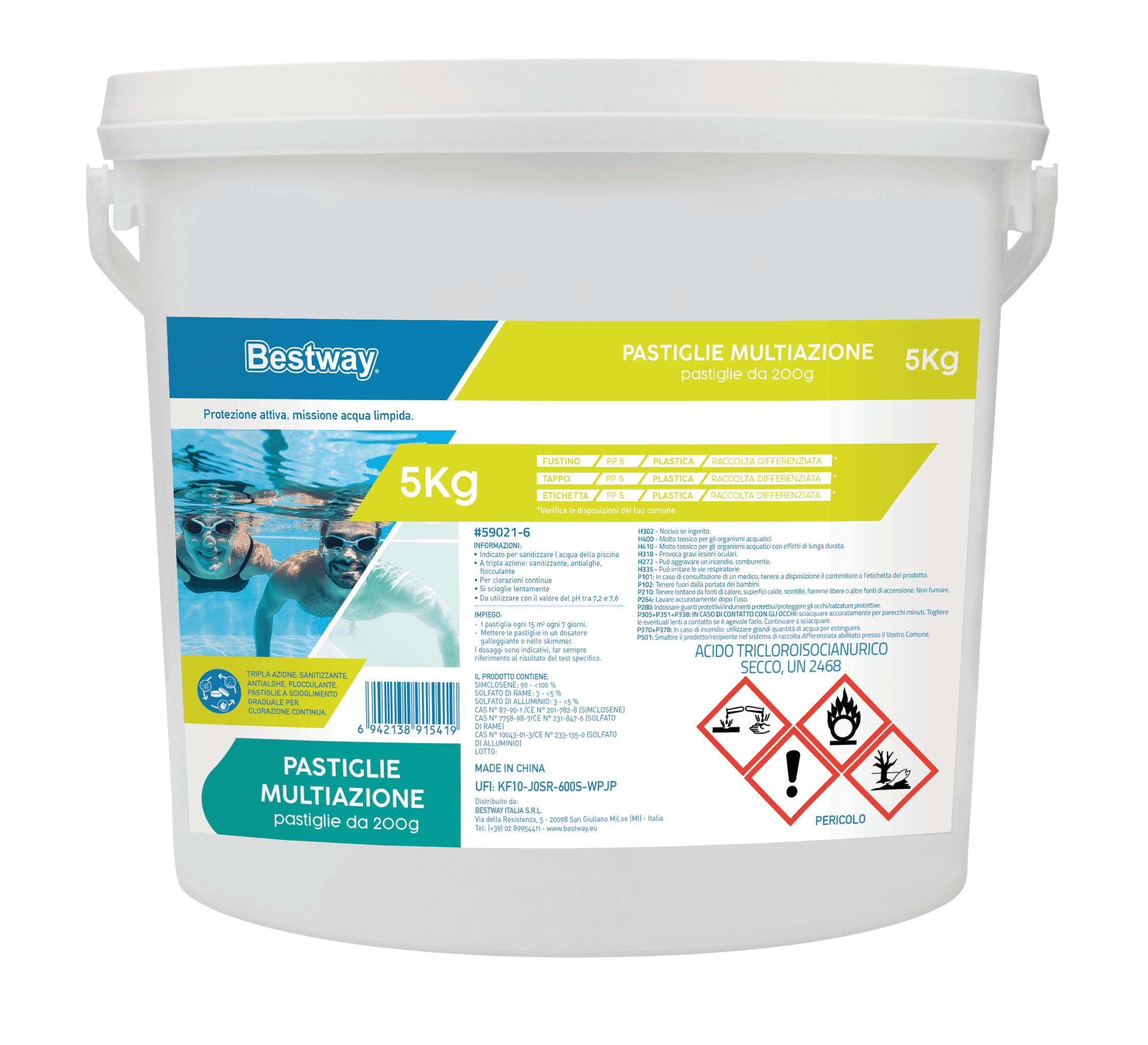 Trattamento chimico dell'acqua Pastiglie multiazione da 200 g, 5 Kg Bestway 1