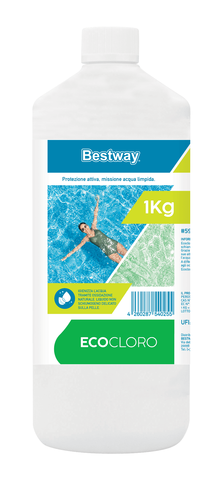 Trattamento chimico dell'acqua Eco-cloro per piscina da 1 kg Bestway 1