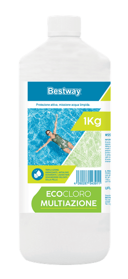 Trattamento chimico dell'acqua Eco-cloro multiazione per piscina da 1 kg Bestway 1