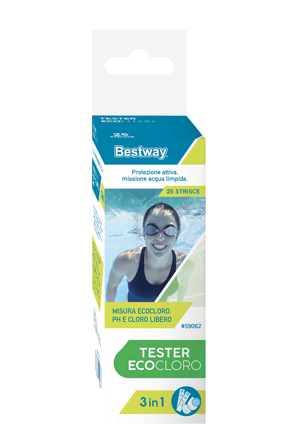Trattamento chimico dell'acqua Tester Ecocloro 3 in 1, 25 strisce Bestway 2