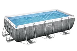 Piscine fuori terra Piscina base struttura e liner rettangolare Power Steel da 404x201x100 cm effetto rattan grigio Bestway 1