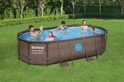 Piscine fuori terra Piscina base struttura e liner ovale Power Steel Swim Vista da 427x250x100 cm effetto rattan Bestway 2