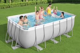 Piscine fuori terra Set piscina fuori terra rettangolare Power Steel  - 412x201x122 cm grigio chiaro Bestway 3
