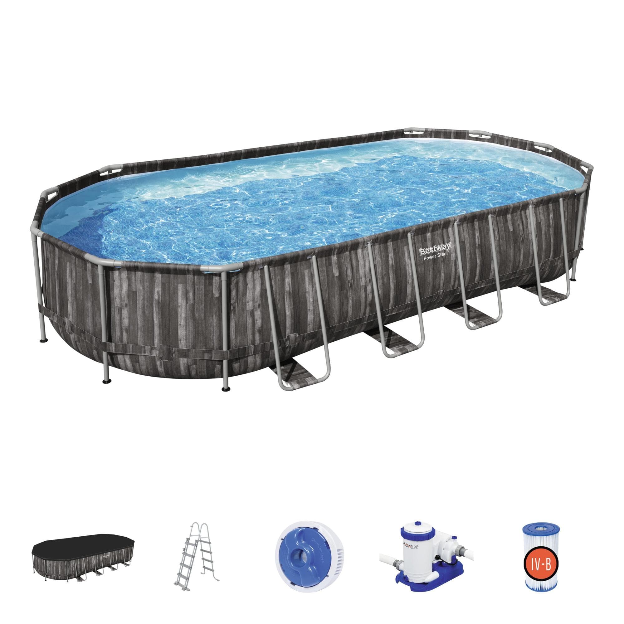Piscine fuori terra Set piscina da 732x366x122 cm effetto legno scuro Bestway 1