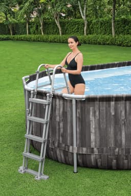 Piscine fuori terra Set piscina da 610x366x122 cm effetto legno scuro Bestway 7