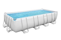 Piscine fuori terra Set piscina fuori terra rettangolare Power Steel da 488x244x122 cm grigio chiaro Bestway 2
