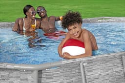 Piscine fuori terra Piscina base struttura e liner ovale Power Steel Swim Vista da 427x250x100 cm effetto pietra Bestway 3