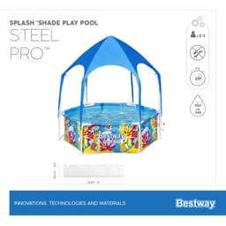 Giochi gonfiabili per bambini Piscinetta con parasole UV Careful Splash-in-Shade blu da 183x51 cm Bestway 6