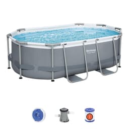 Piscine fuori terra Set piscina fuori terra ovale Power Steel da 305x200x84 cm grigio scuro Bestway 1