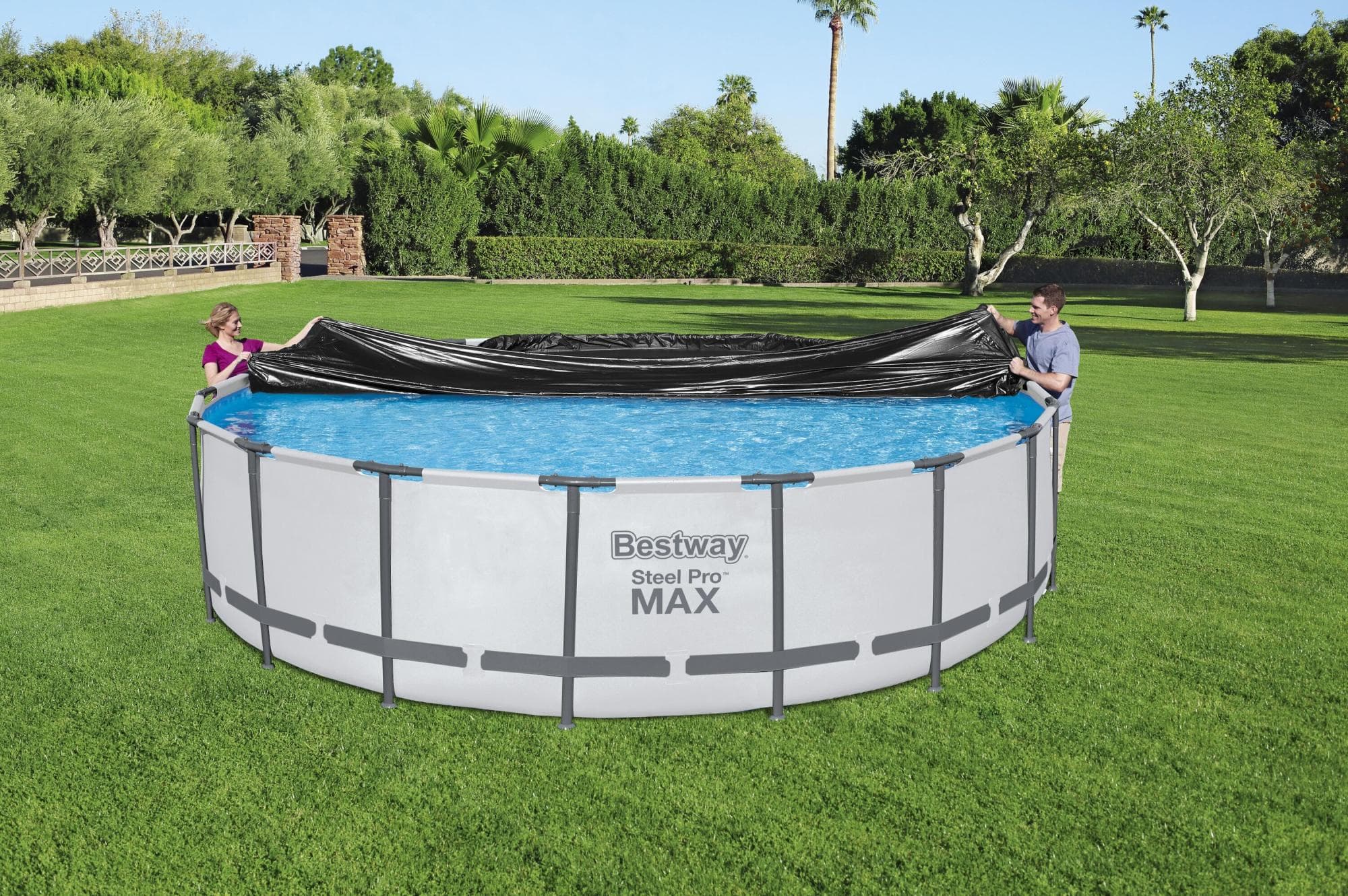 Coperture e Tappetini Copertura rotonda per piscina da 488 e 449 cm Bestway 4
