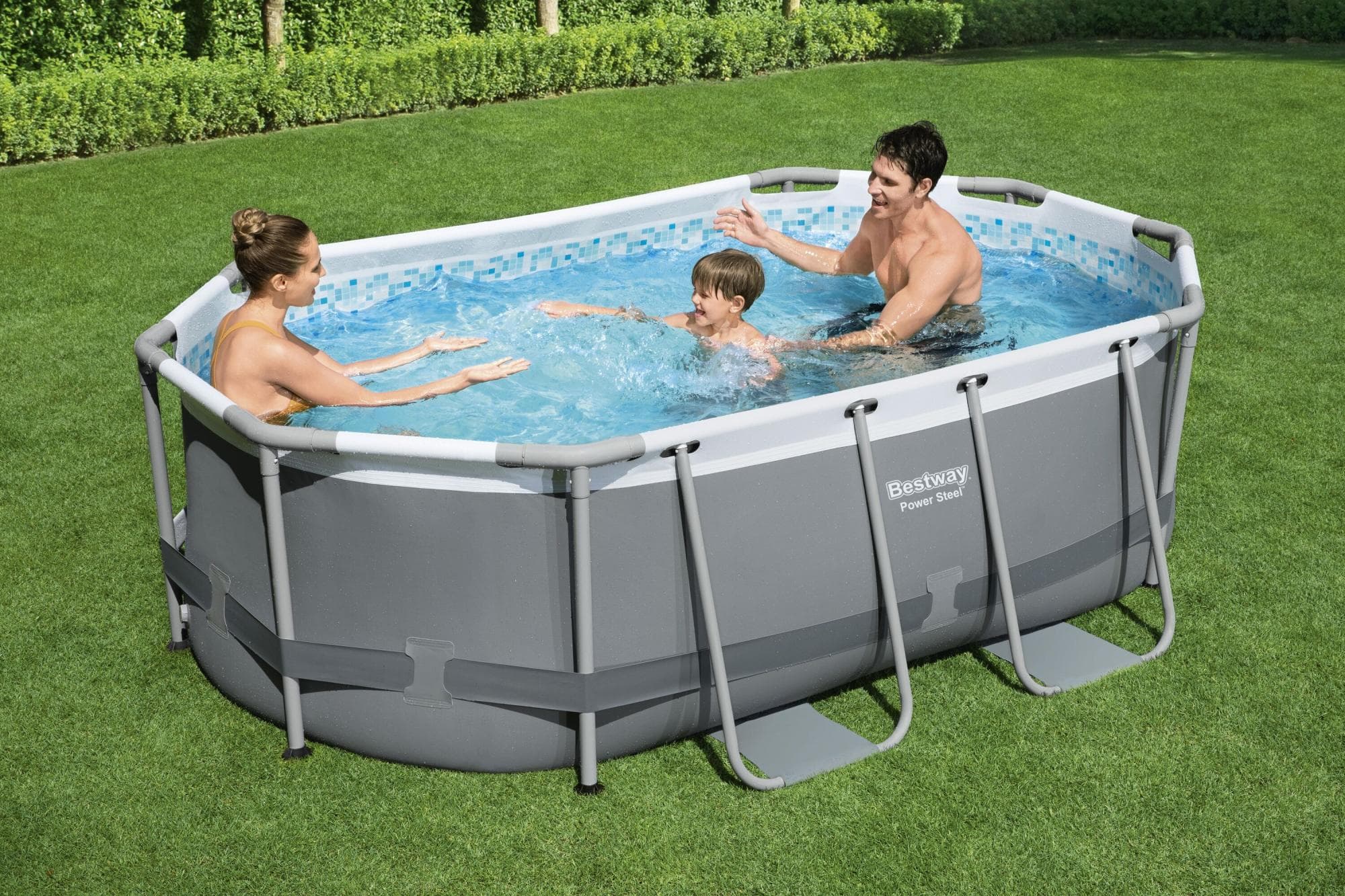 Piscine fuori terra Set piscina fuori terra ovale Power Steel da 305x200x84 cm grigio scuro Bestway 3