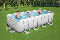 Piscine fuori terra Set piscina fuori terra rettangolare Power Steel da 488x244x122 cm grigio chiaro Bestway 3