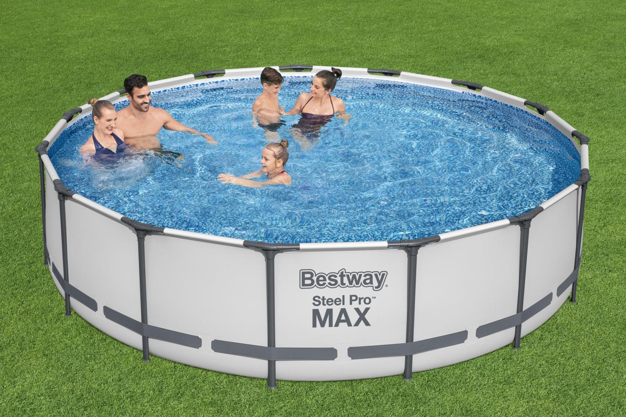 Piscine fuori terra Set piscina fuori terra rotonda Steel Pro MAX da 457x107 cm grigio chiaro Bestway 4