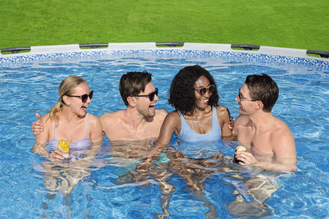 Piscine fuori terra Piscina base struttura e liner rotonda Steel Pro MAX da 488x122 cm grigio chiaro Bestway 5