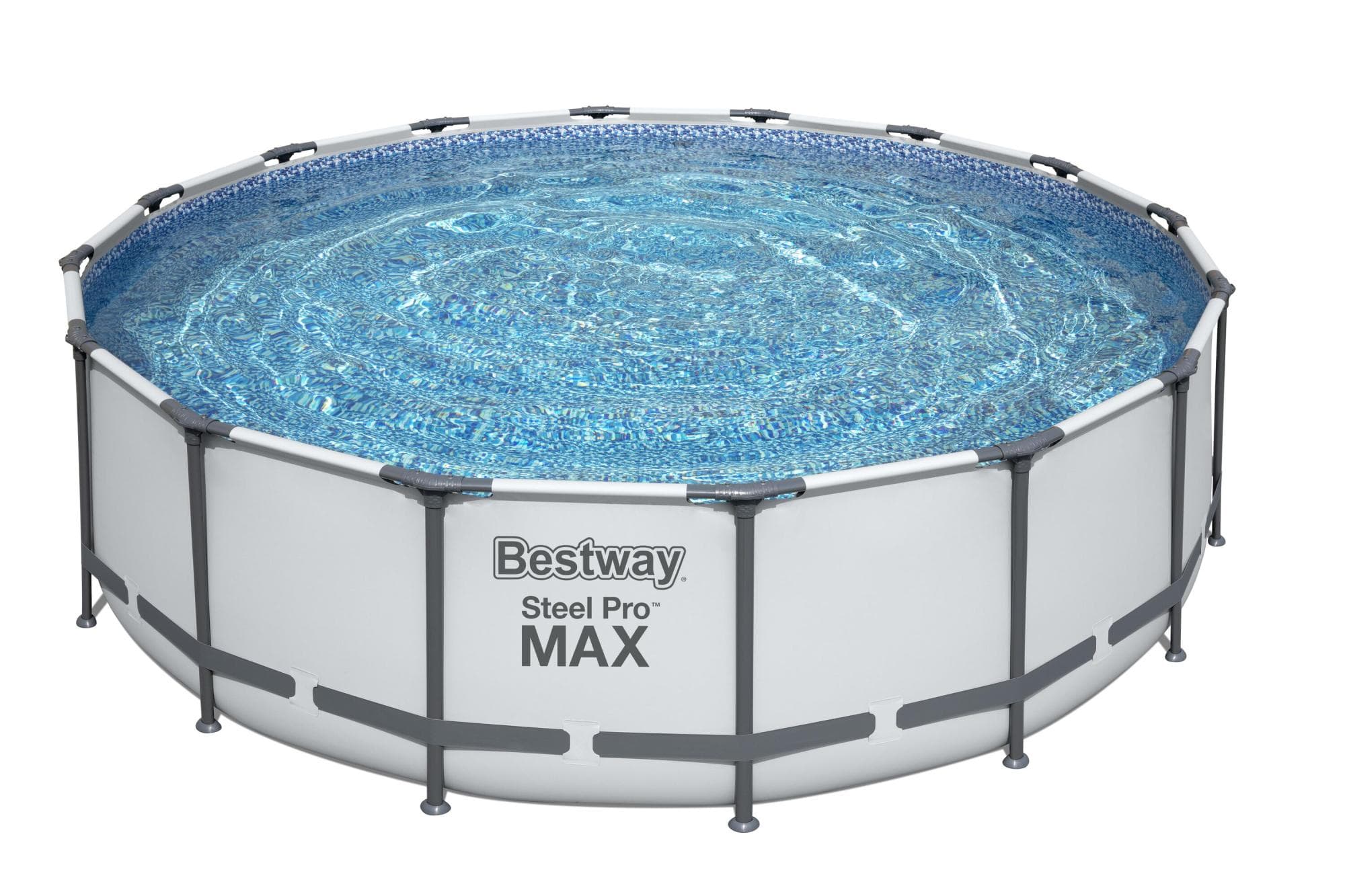 Piscine fuori terra Piscina base struttura e liner rotonda Steel Pro MAX da 488x122 cm grigio chiaro Bestway 1