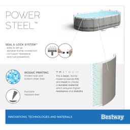 Piscine fuori terra Piscina base struttura e liner ovale Power Steel 427x250x100 cm grigio scuro Bestway 8