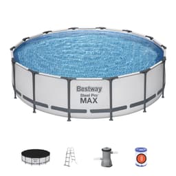 Piscine fuori terra Set piscina fuori terra rotonda Steel Pro MAX da 427x107 cm grigio chiaro Bestway 1