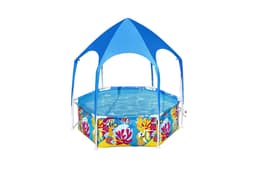 Giochi gonfiabili per bambini Piscinetta con parasole UV Careful Splash-in-Shade blu da 183x51 cm Bestway 1