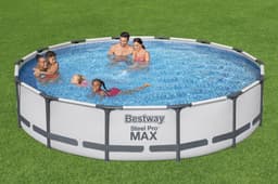 Piscine fuori terra Set piscina fuori terra rotonda Steel Pro MAX con misure 427x84 cm grigio chiaro Bestway 3