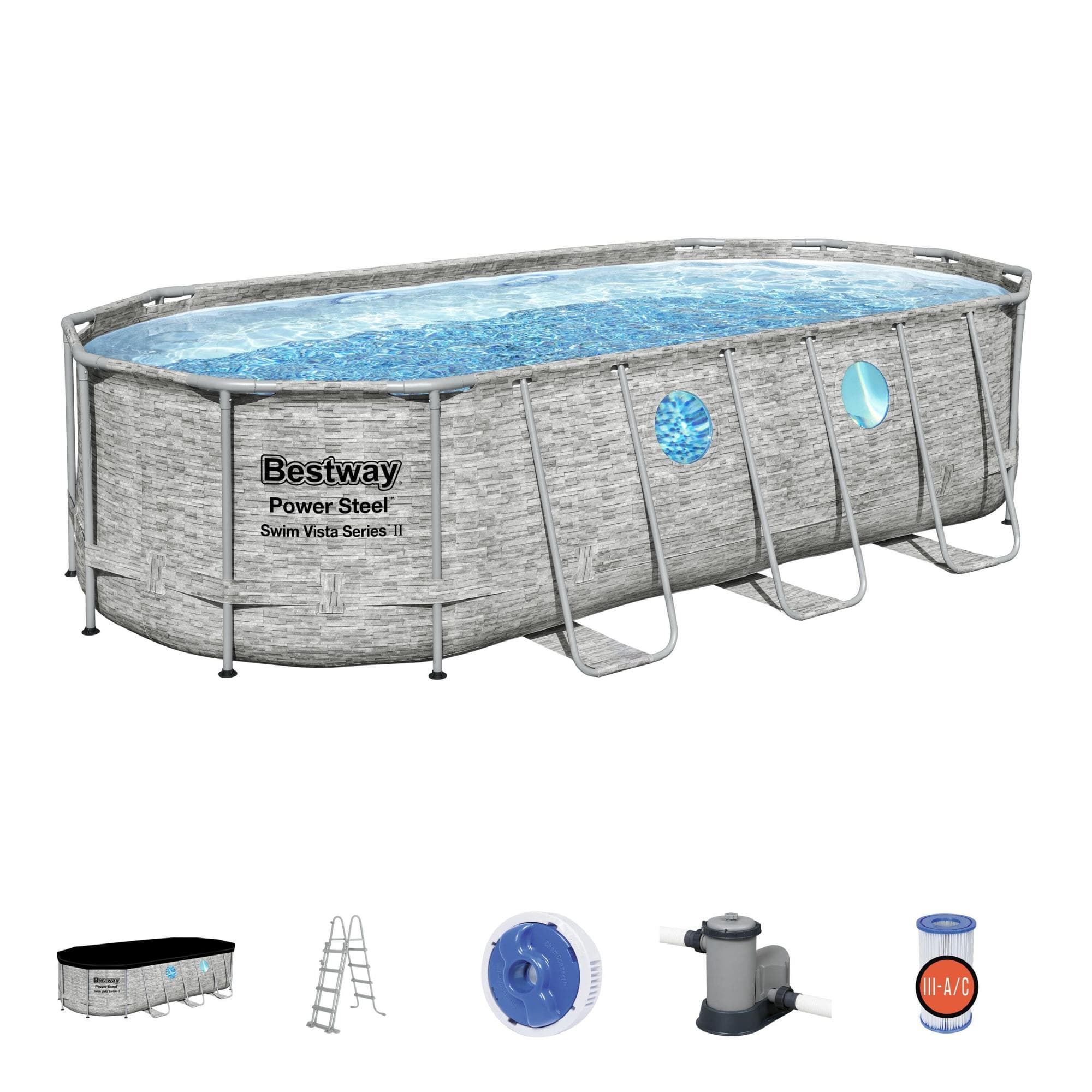 Piscine fuori terra Set piscina da 549x274x122 cm effetto pietra Bestway 1