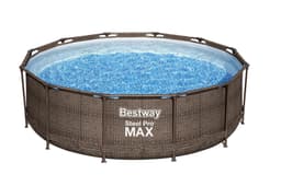 Piscine fuori terra Piscina base struttura e liner rotonda Steel Pro MAX da 366x100 cm rattan scuro Bestway 1