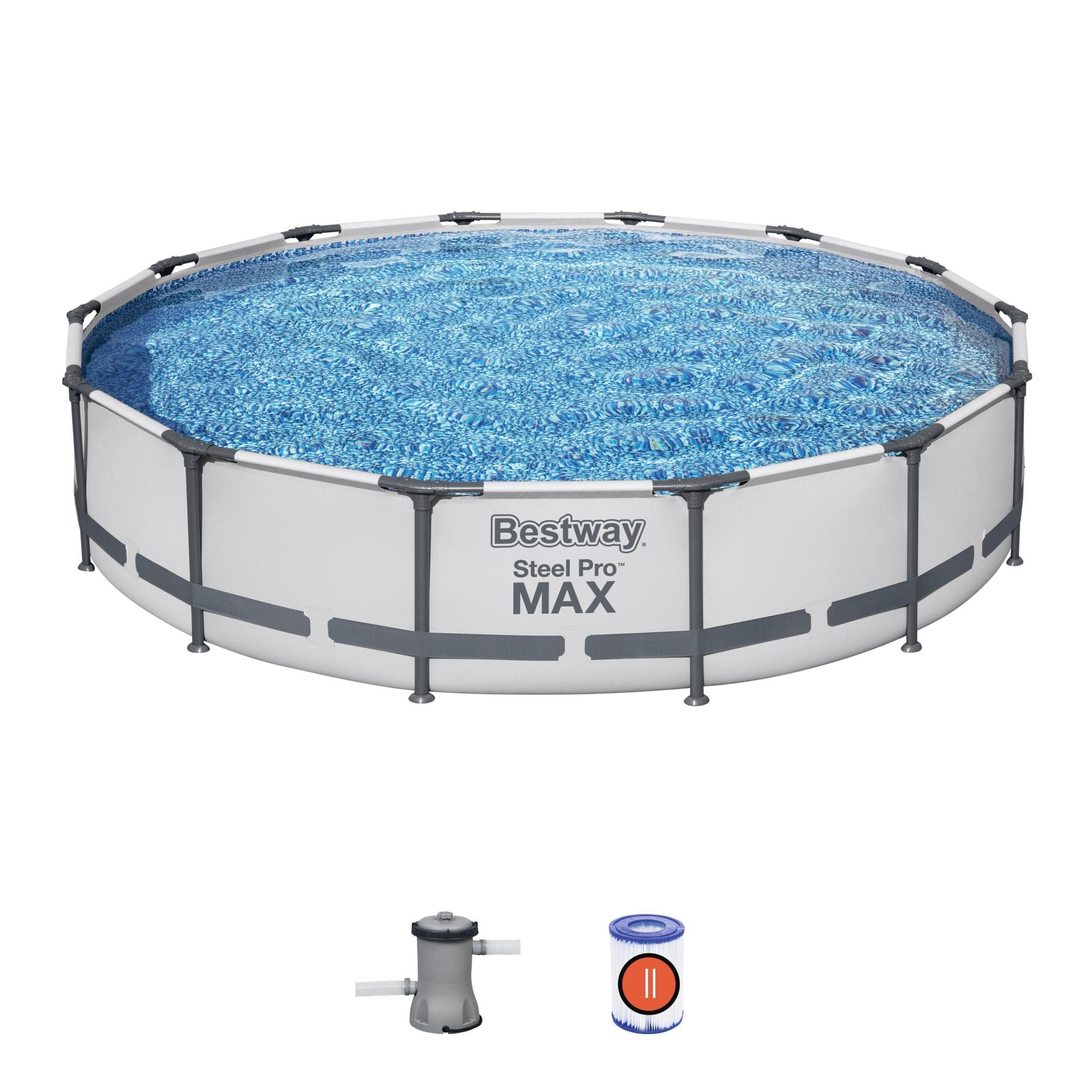 Piscine fuori terra Set piscina fuori terra rotonda Steel Pro MAX con misure 427x84 cm grigio chiaro Bestway 1