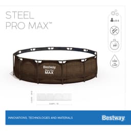 Piscine fuori terra Piscina base struttura e liner rotonda Steel Pro MAX da 366x100 cm rattan scuro Bestway 6