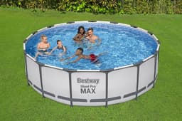 Piscine fuori terra Piscina base struttura e liner rotonda Steel Pro MAX da 457x122 cm grigio chiaro Bestway 2