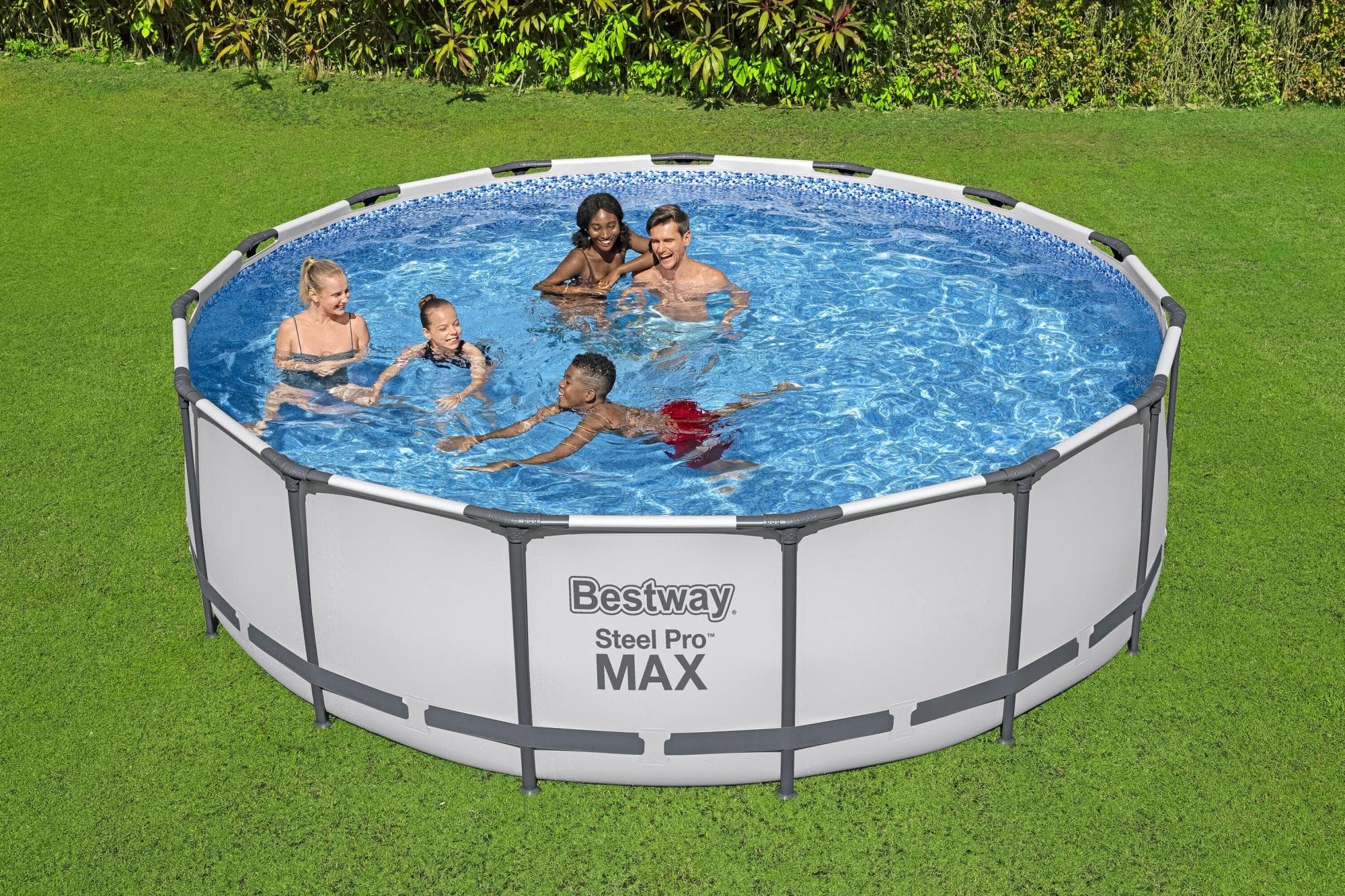 Piscine fuori terra Piscina base struttura e liner rotonda Steel Pro MAX da 457x122 cm grigio chiaro Bestway 2