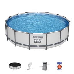 Piscine fuori terra Set piscina fuori terra rotonda Steel Pro MAX da 457x107 cm grigio chiaro Bestway 1