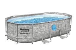Piscine fuori terra Piscina base struttura e liner ovale Power Steel Swim Vista da 427x250x100 cm effetto pietra Bestway 1