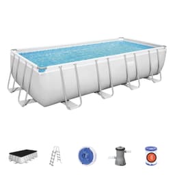 Piscine fuori terra Set piscina fuori terra rettangolare Power Steel da 488x244x122 cm grigio chiaro Bestway 1