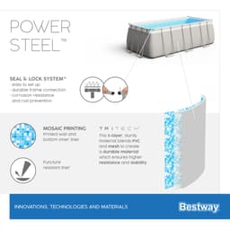 Piscine fuori terra Set piscina fuori terra rettangolare Power Steel da 488x244x122 cm grigio chiaro Bestway 9