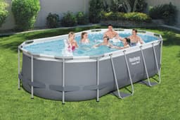 Piscine fuori terra Piscina base struttura e liner ovale Power Steel 427x250x100 cm grigio scuro Bestway 2