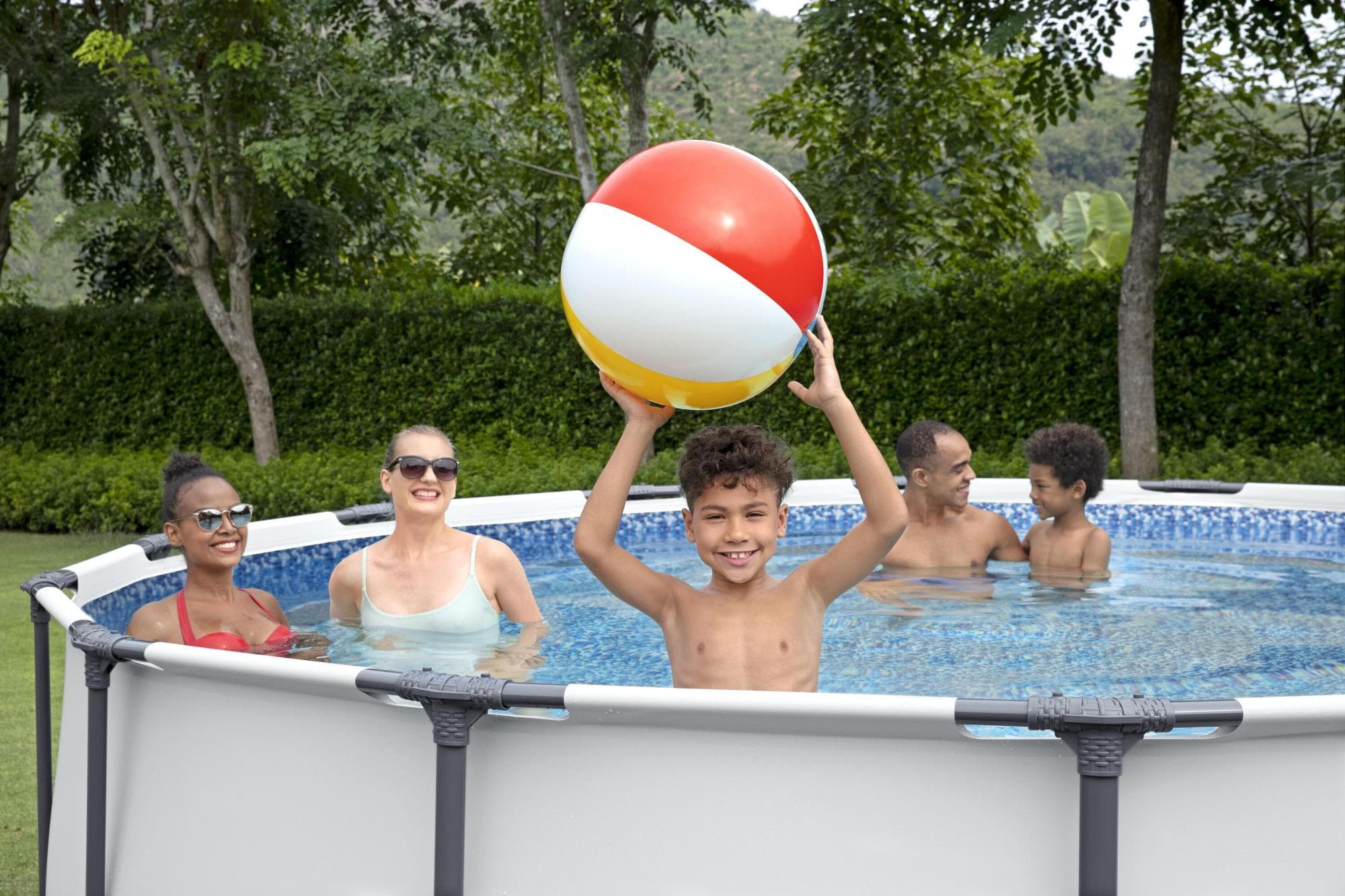Piscine fuori terra Piscina base struttura e liner rotonda Steel Pro MAX da 457x122 cm grigio chiaro Bestway 5