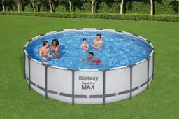 Piscine fuori terra Piscina base struttura e liner rotonda Steel Pro MAX da 488x122 cm grigio chiaro Bestway 2
