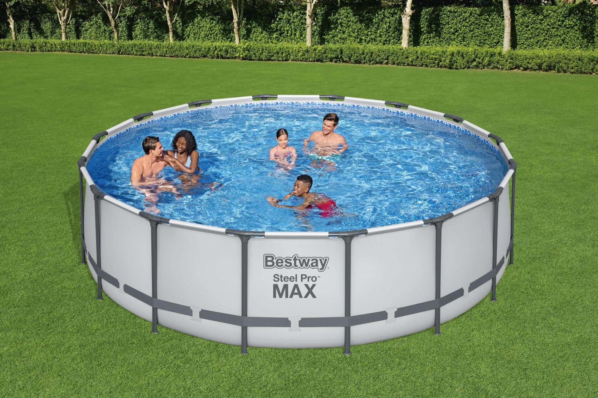 Piscine fuori terra Piscina base struttura e liner rotonda Steel Pro MAX da 488x122 cm grigio chiaro Bestway 2