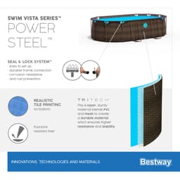 Piscine fuori terra Piscina base struttura e liner ovale Power Steel Swim Vista da 427x250x100 cm effetto rattan Bestway 9
