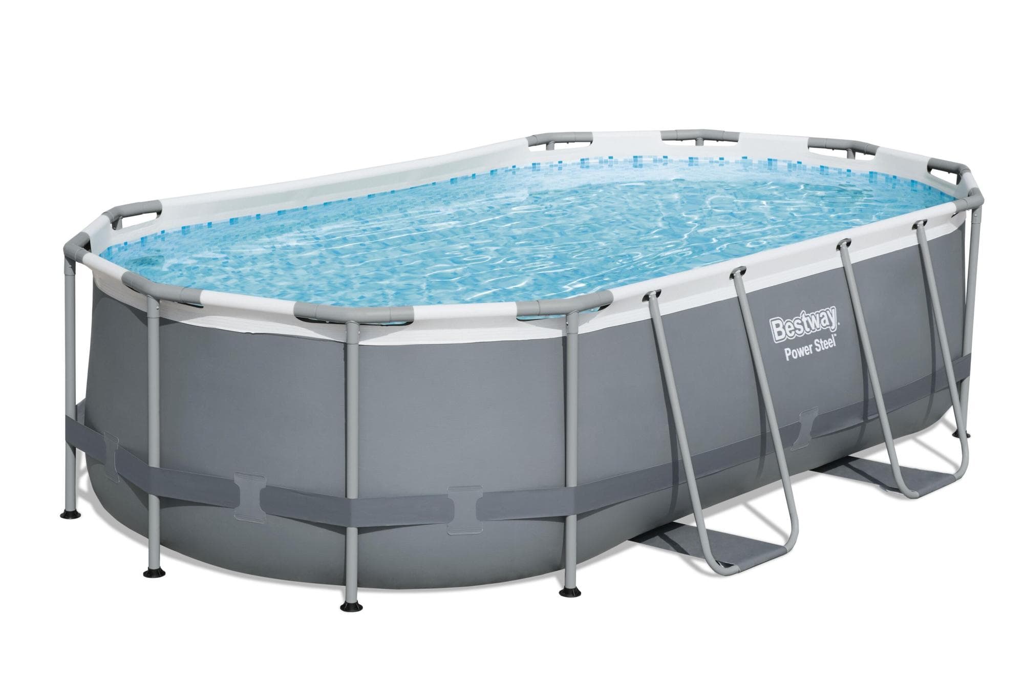 Piscine fuori terra Piscina base struttura e liner ovale Power Steel 427x250x100 cm grigio scuro Bestway 1