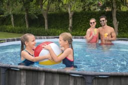 Piscine fuori terra Piscina base struttura e liner rotonda Steel Pro MAX da 427x107 cm effetto legno scuro Bestway 3