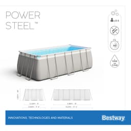 Piscine fuori terra Set piscina fuori terra rettangolare Power Steel da 488x244x122 cm grigio chiaro Bestway 8