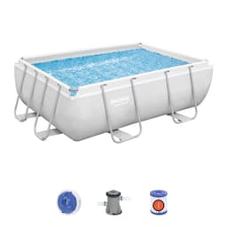 Piscine fuori terra Set piscina fuori terra rettangolare Power Steel da 282x196x84 cm grigio chiaro Bestway 1