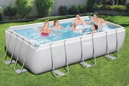 Piscine fuori terra Piscina base struttura e liner rettangolare Power Steel  da 404x201x100 cm grigio chiaro Bestway 2