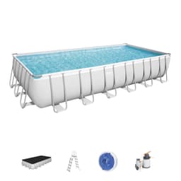 Piscine fuori terra Set piscina fuori terra rettangolare Power Steel 732x366x132 cm grigio chiaro Bestway 1