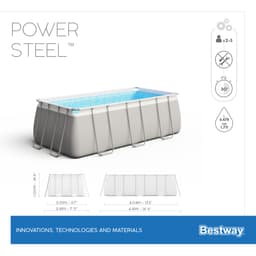 Piscine fuori terra Piscina base struttura e liner rettangolare Power Steel  da 404x201x100 cm grigio chiaro Bestway 8