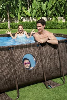 Piscine fuori terra Piscina base struttura e liner ovale Power Steel Swim Vista da 427x250x100 cm effetto rattan Bestway 6