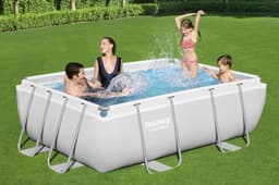 Piscine fuori terra Set piscina fuori terra rettangolare Power Steel da 282x196x84 cm grigio chiaro Bestway 3