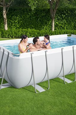 Piscine fuori terra Piscina base struttura e liner rettangolare Power Steel  da 404x201x100 cm grigio chiaro Bestway 7
